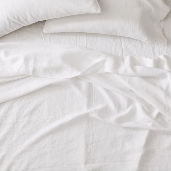 West Elm European Flax Linen Sheet Set White, King/California King - Picture 1 of 16